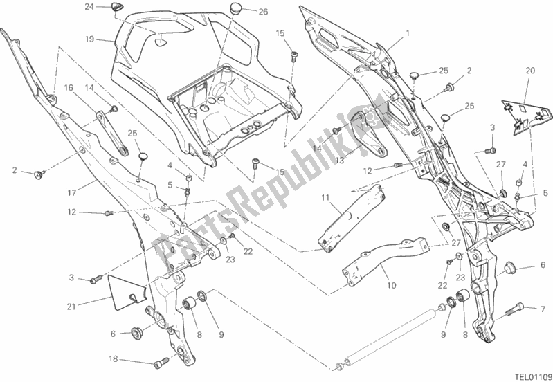 Tutte le parti per il Telaio Posteriore Comp. Del Ducati Multistrada 1260 S D-air 2020